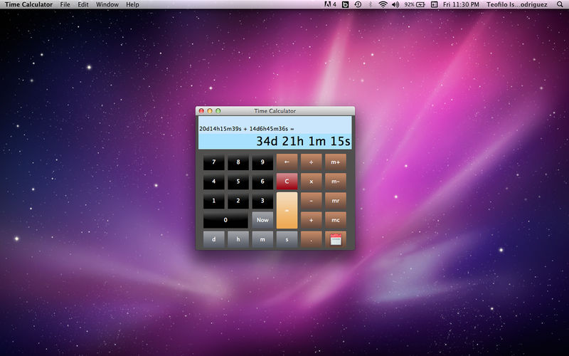 Time Calculator 1.0 : Main window