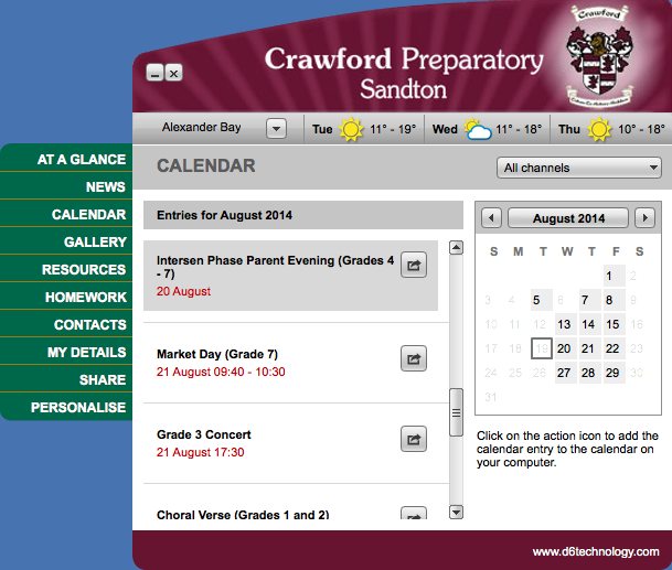 Crawford Prep Sandton 1.0 : Main window
