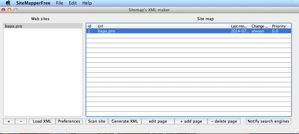 SiteMapper 1.0 : Main Window