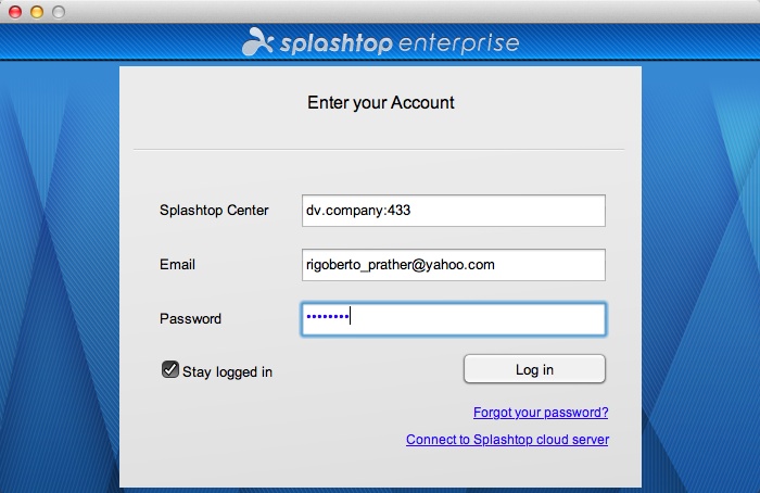 Splashtop Enterprise 2.3 : Login Window