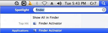 Finder Activator 1.0 : Main window