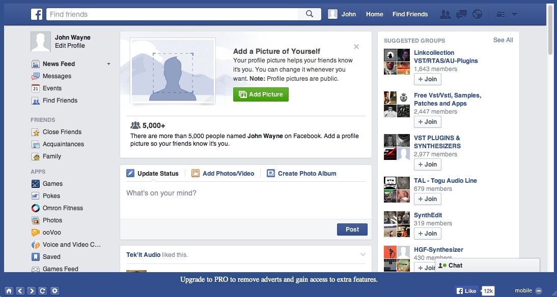 App for Facebook 1.0 : Large Window View Mode