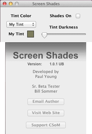 Screen Shades 1.0 : Main Window