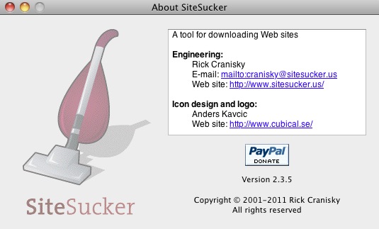 SiteSucker 2.3 : About window