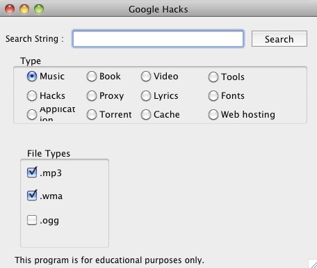 GoogleHacks 1.6 : Main window