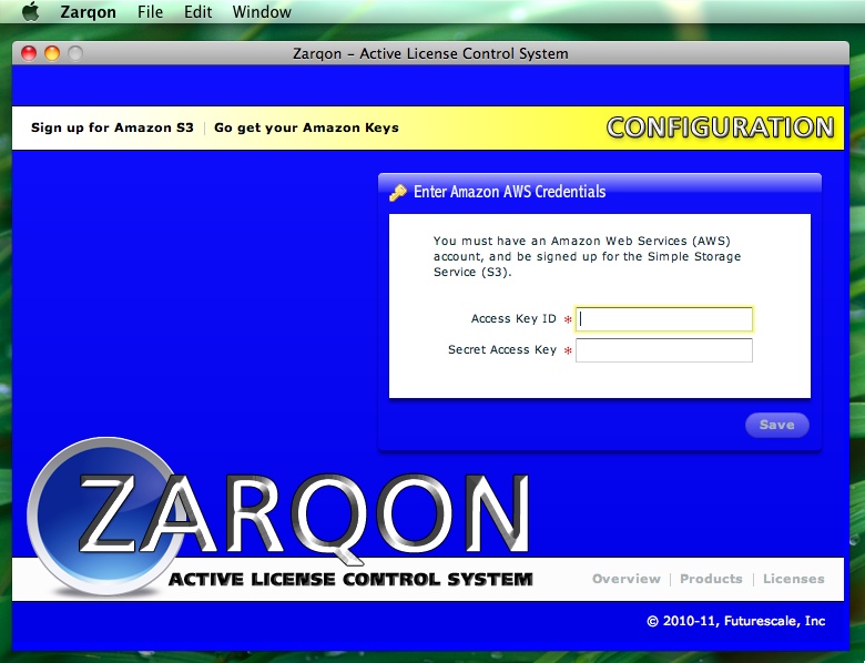 Zarqon 1.0 : Main window