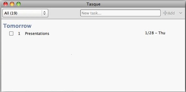 Tasque 0.1 : Main window