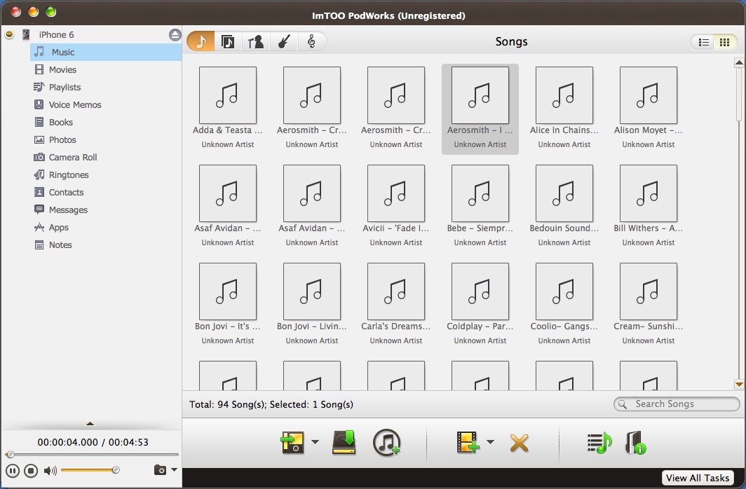 ImTOO PodWorks 5.7 : Checking Music Files On iOS Device