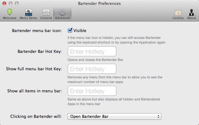 Bartender 1.2 : Configuring Advanced Settings