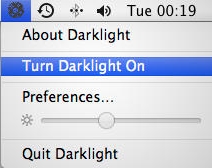 Darklight 1.5 : App in the Menu Bar