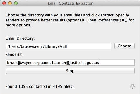 Email Contacts Extractor Lite 1.0 : Main Window
