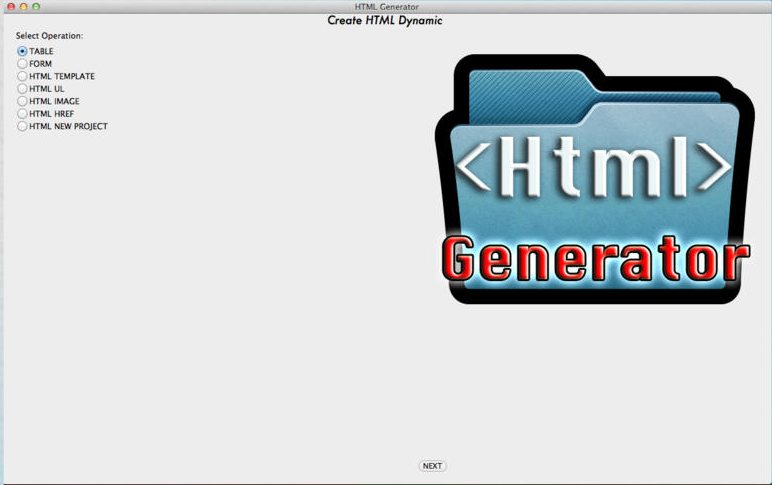 HTML Generator 1.0 : Main window