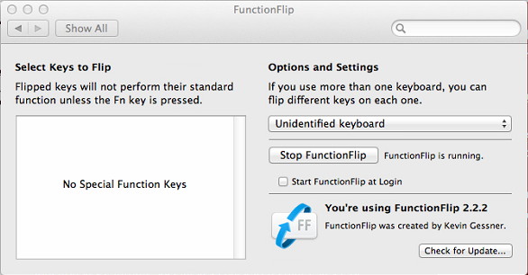 FunctionFlip 2.2 : Main window