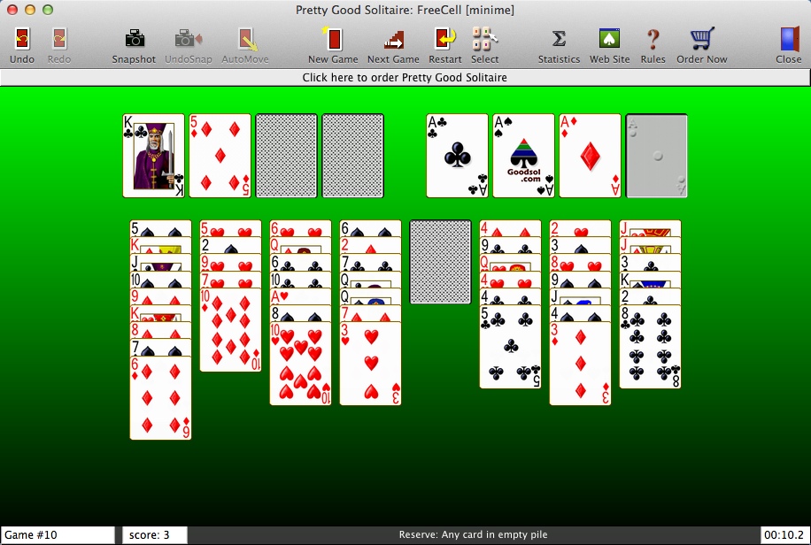 Pretty Good Solitaire 3.0 : Playing FreeCell Game