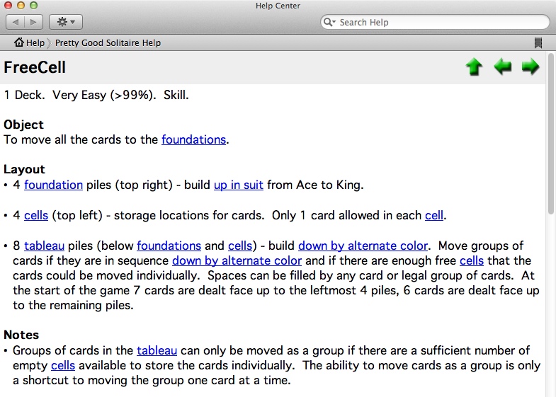 Pretty Good Solitaire 3.0 : Checking FreeCell Game Rules