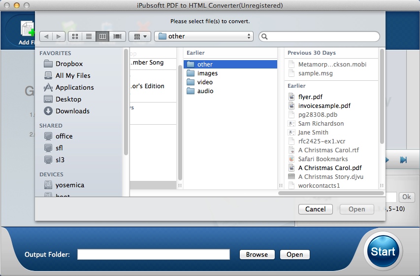 iPubsoft PDF to HTML Converter 2.1 : Selecting Input File
