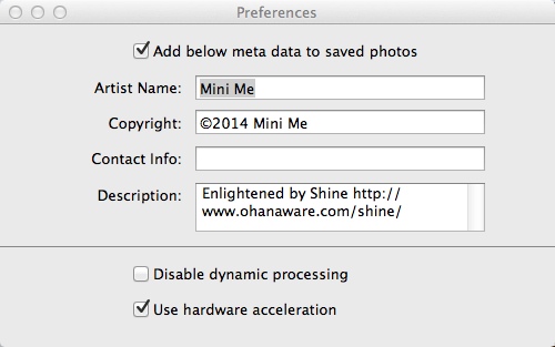 Shine 1.1 : Program Preferences