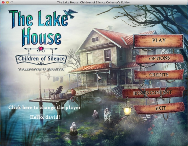 The Lake House: Children of Silence Collector's Edition : Main Menu Window