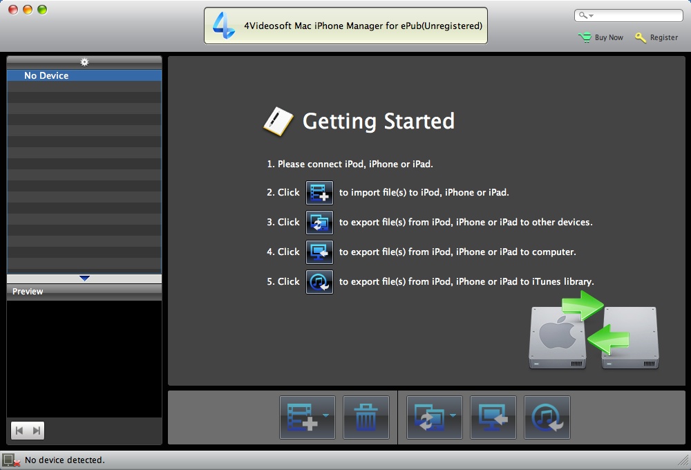 4Videosoft Mac iPhone Manager for ePub 7.0 : Main Window