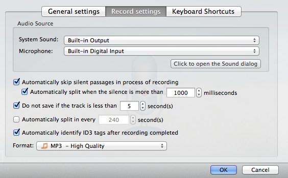 Apowersoft Audio Recorder for Mac 1.2 : Recording Settings