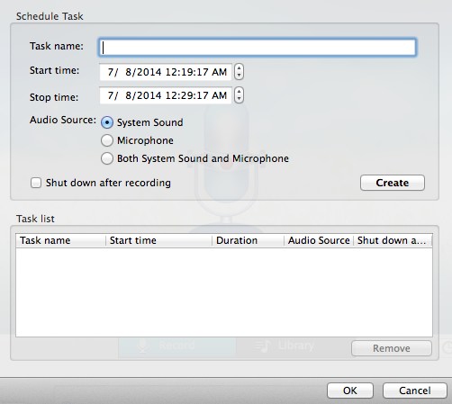Apowersoft Audio Recorder for Mac 1.2 : Scheduler Options