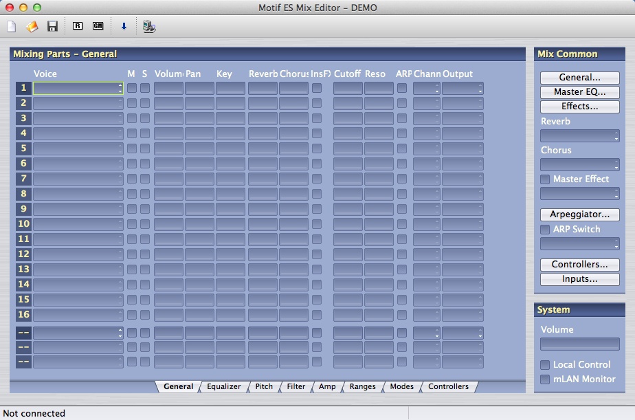 Motif ES Mix Editor 2.8 : Main Window