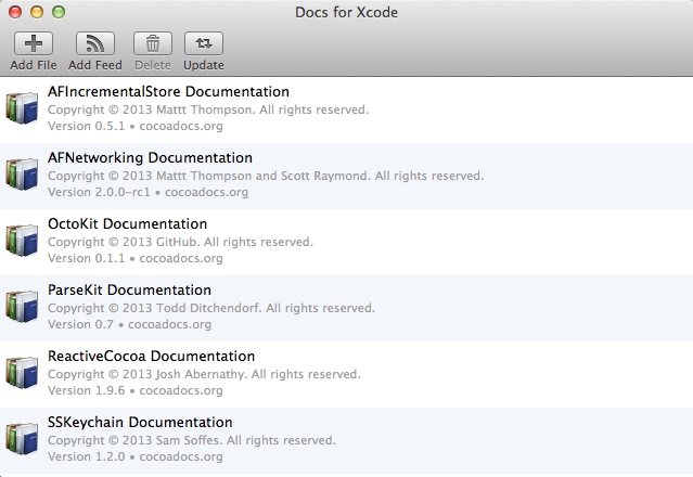 Docs for Xcode 1.0 : Main Window