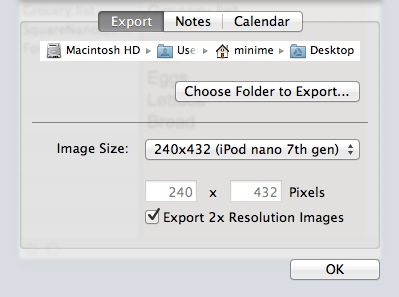 SquareNanotes 1.1 : Configuring Image Export Settings