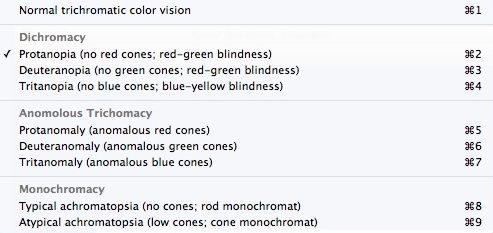 Sim Daltonism 1.1 : Selecting Color Filter