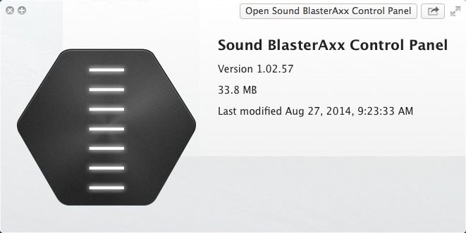 Sound BlasterAxx Control Panel 1.0 : About Window