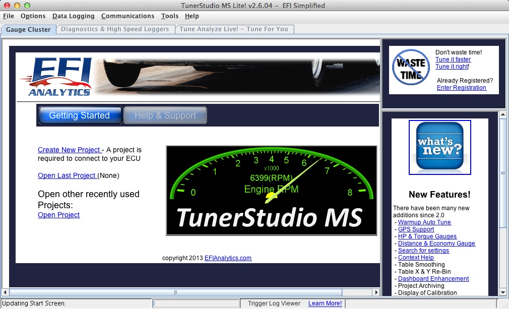 TunerStudio MS 2.6 : Main Window