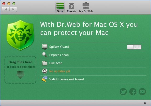 Dr.Web Anti-virus for Mac OS X 9.0 : Main window