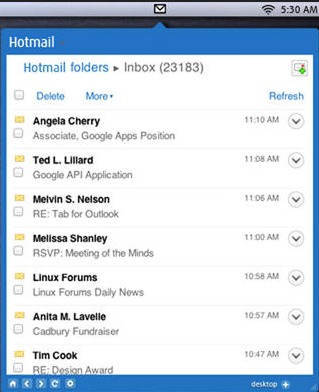 Tab for Hotmail 1.0 : Main window