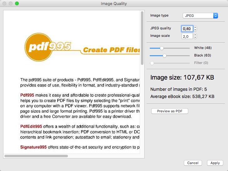 Djvu2Pdf 1.0 : Adjust Image Quality