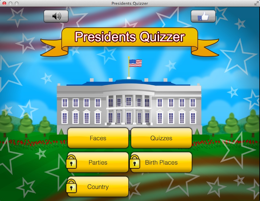Presidents Quizzer 1.1 : Main Menu Window