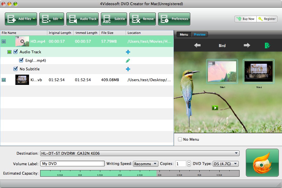 4Video DVD Creator 5.0 : Main Window
