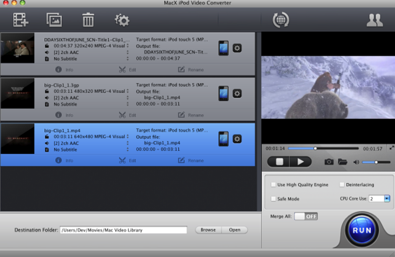 MacX iPod Video Converter 4.0 : Main Window