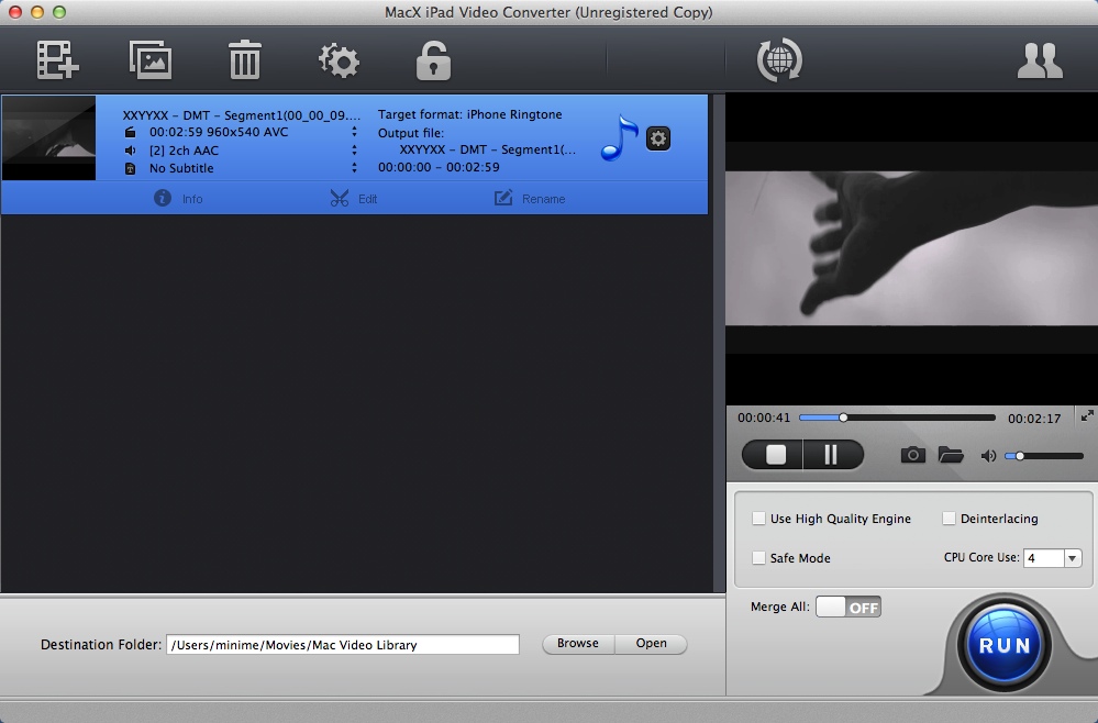 MacX iPad Video Converter 5.0 : Main Window