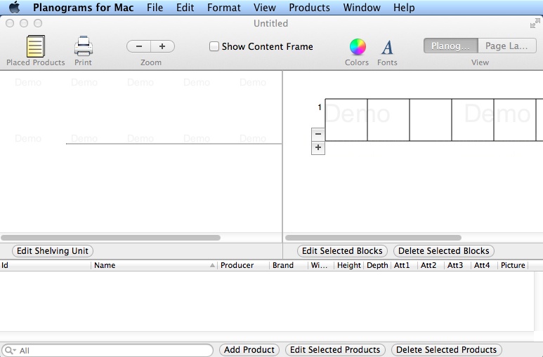 Planograms for Mac 1.5 : Main Window