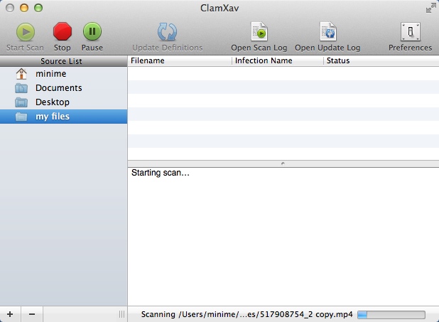 ClamXav 2.6 : Scanning Folder for Threats