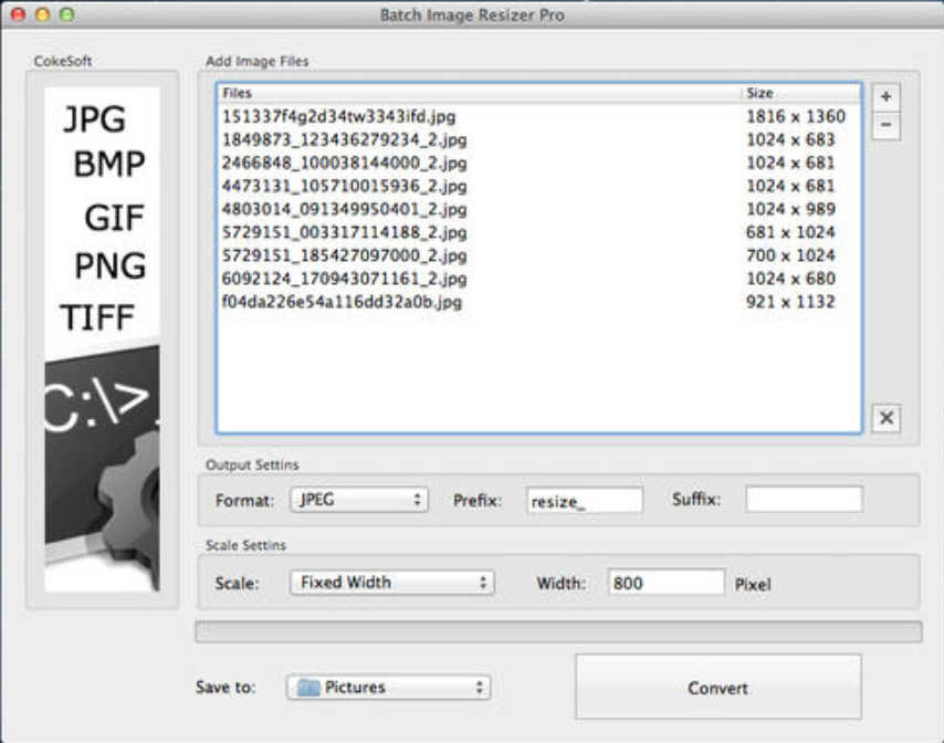 Batch Image Resizer Pro 1.0 : Main Window