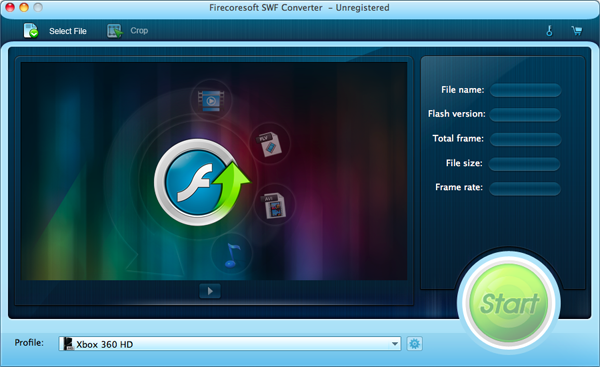 Firecoresoft SWF Converter for Mac 1.0 : Main Window