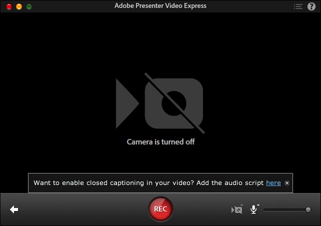 Adobe Presenter Video Express 1.2 : Main Window