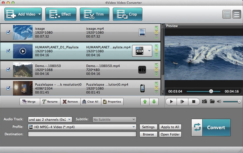 4Video Video Converter 5.0 : Main Window