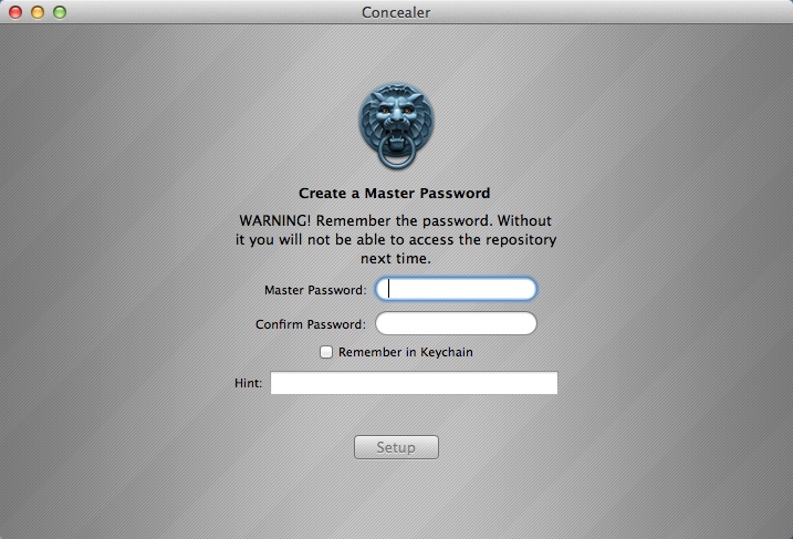 Concealer 1.2 : Entering Master Password