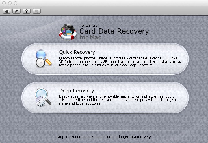 Card Data Recovery 4.2 : Main window