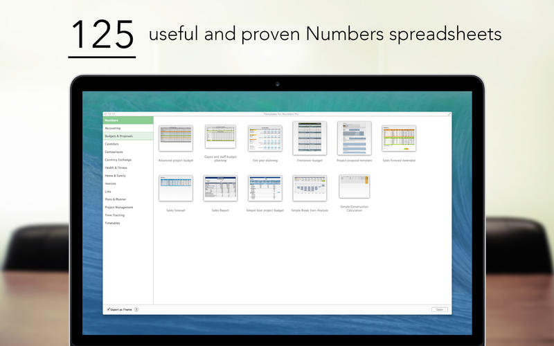 Templates for Numbers Pro 1.1 : Main window
