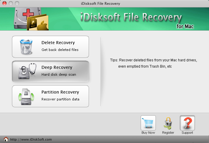 iDisksoft File Recovery for Mac 2.6 : Main Window