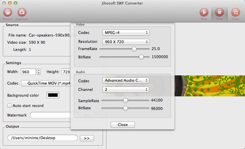 Jihosoft SWF Converter for Mac 3.0 : Configuring Advanced Output Settings