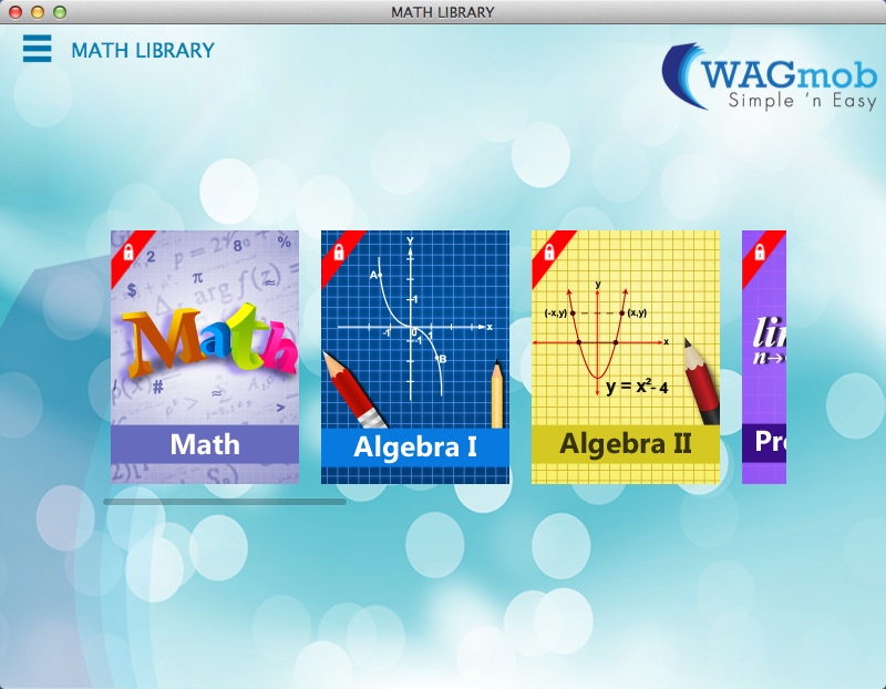 Math Library by WAGmob 1.5 : Main Window